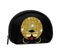 WSHFFILO Mini sac de rangement pour pièces de monnaie Motif femme africaine, Noir , Taille unique