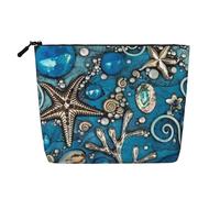 WSHFFILO Ocean Shell Art Faux Chanvre Sac de Maquillage Voyage Trousse de Toilette Cosmétique Pochette Pochette, Noir , Taille unique