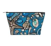 WSHFFILO Ocean Shell Art Sac de rangement quotidien Sac de maquillage Trousse de toilette Voyage Sac cosmétique, Noir , Taille unique