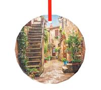 WSHFFILO Pendentif rond en verre imprimé Toscane Italie Décorations de Noël