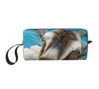 WSHFFILO Petite trousse à maquillage imprimée chèvre bleue