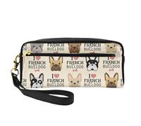WSHFFILO Petite trousse de maquillage avec imprimé « I Love French Bulldog »