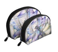 WSHFFILO Pochette de maquillage avec imprimé libellule sur fleur de lotus, blanc, Taille unique