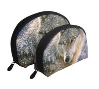 WSHFFILO Pochette de maquillage tendance avec imprimé loup, blanc, Taille unique