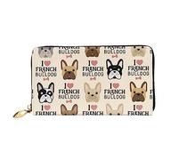WSHFFILO Portefeuille de voyage en cuir imprimé « I Love French Bulldog », Noir , Taille unique