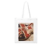 WSHFFILO Sac cabas en toile imprimée drapeau britannique guitare