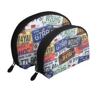 WSHFFILO Sac de maquillage avec imprimé plaque d'immatriculation, blanc, Taille unique