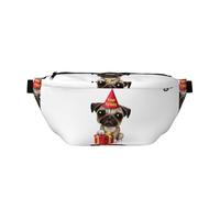 WSHFFILO Sac de poitrine décontracté avec imprimé carlin et inscription « Happy Birthday »