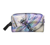 WSHFFILO Sac de rangement imprimé libellule sur fleur de lotus, trousse de maquillage, trousse de toilette de voyage, blanc, Taille unique