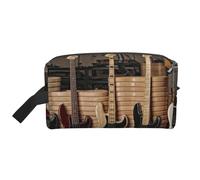 WSHFFILO Sac de rangement imprimé pour guitare, basse, instruments de musique, trousse de maquillage, trousse de toilette de voyage, blanc, Taille unique