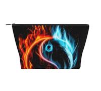 WSHFFILO Sac de rangement quotidien imprimé Tai Chi Eau et Feu Sac de Maquillage Trousse de toilette Voyage Sac Cosmétique, Noir , Taille unique