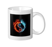 WSHFFILO Tasse à café avec imprimé Tai Chi Eau et Feu Blanc