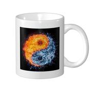 WSHFFILO Tasse à café blanche imprimée yin yang fire