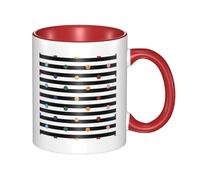 WSHFFILO Tasse à café en céramique avec motif à rayures arc-en-ciel et paillettes noires et blanches