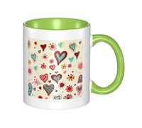 WSHFFILO Tasse en céramique imprimée avec motif de cœur coloré