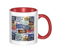 WSHFFILO Tasse en céramique imprimée plaque d'immatriculation tasse à café
