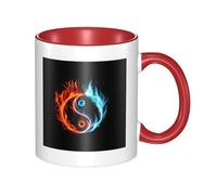 WSHFFILO Tasse en céramique imprimée Tai Chi Eau et Feu