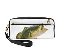 WSHFFILO Trousse à crayons avec appât avec ligne de pêche mangeant un petit poisson imprimé petite trousse de maquillage portable pochette de papeterie
