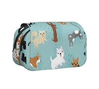WSHFFILO Trousse à crayons avec double coque imprimée chats et chiens pluvieux, Noir , Taille unique, Pochette à monnaie