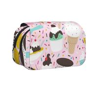 WSHFFILO Trousse à crayons avec double coque imprimée crème glacée douce, Noir , Taille unique, Pochette à monnaie