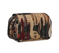 WSHFFILO Trousse à crayons avec double coque imprimée pour guitare, basse, instruments de musique, Noir , Taille unique, Pochette à monnaie