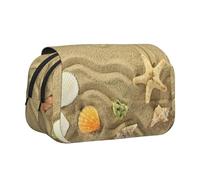 WSHFFILO Trousse à crayons avec double coquillage imprimé étoile de mer et palmiers, Noir , Taille unique, Pochette à monnaie