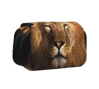 WSHFFILO Trousse à crayons avec double coquillage imprimé lion africain, Noir , Taille unique, Pochette à monnaie