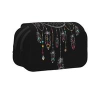 WSHFFILO Trousse à crayons avec motif attrape-rêves sombres - Double coque - Portable, Noir , Taille unique, Pochette à monnaie