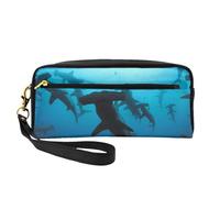 WSHFFILO Trousse à crayons avec motif requins marteaux, petite trousse de maquillage, pochette de papeterie portable