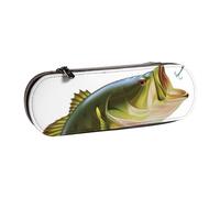 WSHFFILO Trousse à crayons en cuir avec appât avec ligne de pêche mangeant un petit poisson