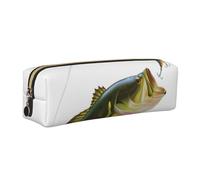 WSHFFILO Trousse à crayons en cuir avec appât avec ligne de pêche mangeant un petit poisson, doré, Taille unique, Pochette à monnaie