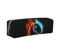 WSHFFILO Trousse à crayons en cuir imprimé Tai Chi Water and Fire, Argenté., Taille unique, Pochette à monnaie