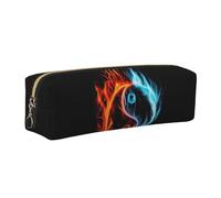 WSHFFILO Trousse à crayons en cuir imprimé Tai Chi Water and Fire, doré, Taille unique, Pochette à monnaie