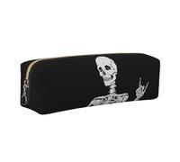 WSHFFILO Trousse à crayons en cuir imprimé tête de mort cool, doré, Taille unique, Pochette à monnaie