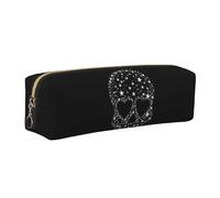 WSHFFILO Trousse à crayons en cuir imprimé tête de mort cool, doré, Taille unique, Pochette à monnaie