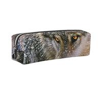 WSHFFILO Trousse à crayons tendance en cuir imprimé loup, Argenté., Taille unique, Pochette à monnaie