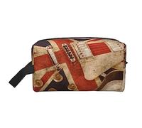 WSHFFILO Trousse de toilette de voyage avec drapeau britannique imprimé guitare, blanc, Taille unique