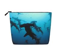 WSHFFILO Trousse de toilette de voyage avec motif requins marteaux, imitation chanvre, Noir , Taille unique