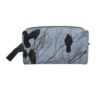 WSHFFILO Trousse de toilette de voyage Motif corbeau Noir, blanc, Taille unique