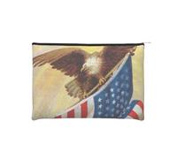 WSHFFILO Trousse de toilette de voyage réutilisable en papier imprimé drapeau américain aigle