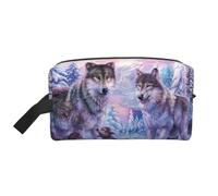 WSHFFILO Winter Wolf Family Sac de rangement imprimé Sac de maquillage Trousse de toilette de voyage, Blanc, Taille unique, Blanc, En storlek