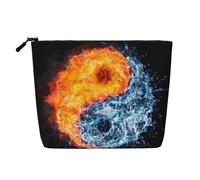 WSHFFILO Yin Yang Fire Sac de maquillage en chanvre avec imprimé à l'eau, Noir , Taille unique