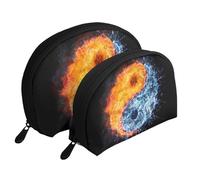 WSHFFILO Yin Yang Fire Sacs portables imprimés à l'eau Pochette de maquillage, blanc, Taille unique