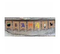 WSIEHFLT Bannière en Lin imprimée sur Le thème d'halloween, décoration d'intérieur for Les fêtes d'automne, Saison effrayante, cheminée Suspendue, Chat Noir, Chaudron, Hocus Pocus