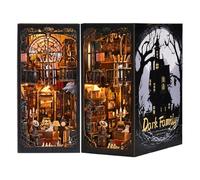 WSIEHFLT Kit de Coin Livre The Dark Family, Puzzle en Bois à Faire soi-même, Style Gothique, étagère d'halloween, Maison poupée, modèle Serre-Livres, Construction, décoration