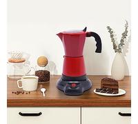 WSIKGHU Cafetière à expresso électrique 300 ml avec base pour 6 tasses à expresso 480 W en alliage d'aluminium Base rotative à 360° pour le bureau et la maison (rouge)
