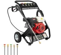 WSIKGHU Nettoyeur haute pression à essence 7,5 CV, nettoyeur avec lance pression + 5 buses + kit de tuyau 8 m, kit professionnel pour terrasses