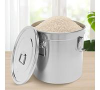 WSIKGHU Seau avec couvercle - Bidon hermétique - En acier inoxydable - 6 L/12 L/21 L/33 L - Avec couvercle et pince de verrouillage - 33 L