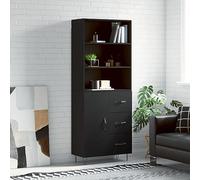 WSJHUHK Accueil-Armoires et rangement, buffets et buffets, buffet haut, noir, 69,5 x 34 x 180 cm, bois d'ingénierie