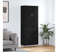 WSJHUHK Accueil-Armoires et rangement, buffets et buffets, buffet haut, noir, 69,5 x 34 x 180 cm, bois d'ingénierie